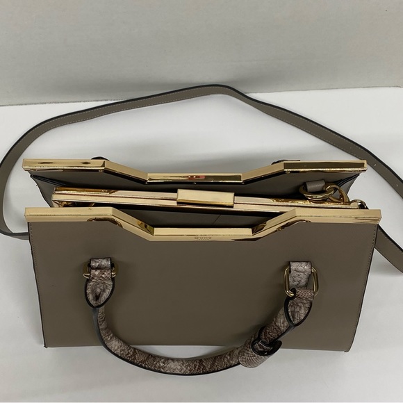 Dune London Purse Bag Satchel w/2Handles Beige w/Gold Accents Detachable Strap - Picture 3 of 16